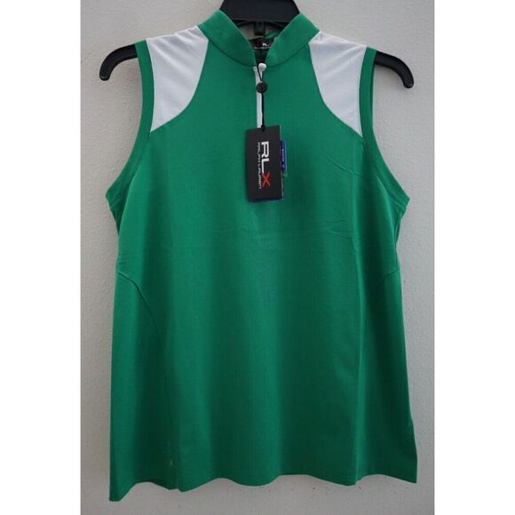 RLX Ralph Lauren Women Sz S Cruise Green Tailored Fit Sleeveless Pique Shirt - Picture 1 of 9